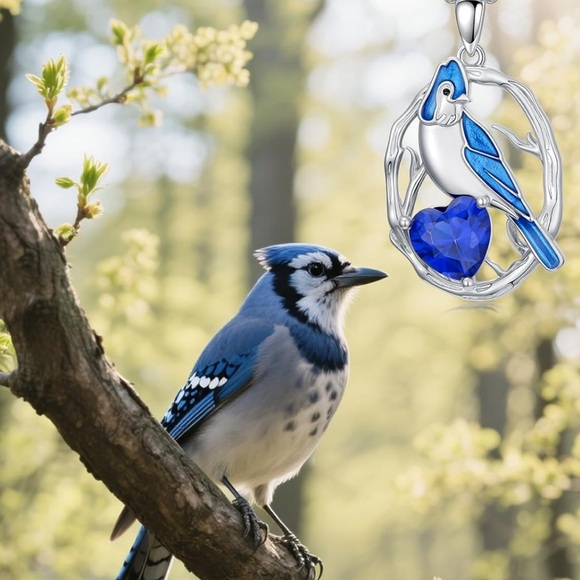 925 Silver Necklace Cardinal Bird and Heart Pendant - Picture 8 of 9